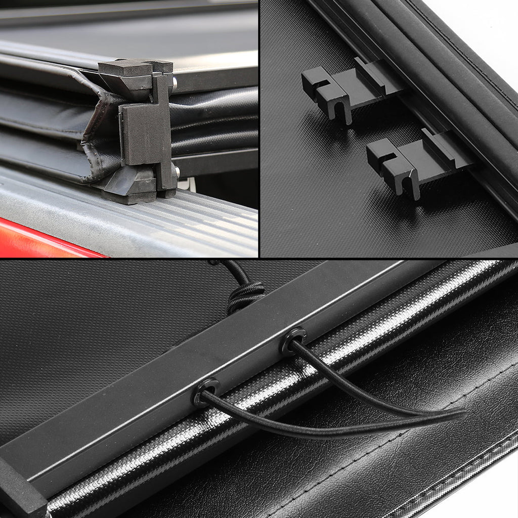 Motoring --057 For 2014 to 2019 toyota Tundra 6.5' Bed Fleetside Adjustable Tri -Fold Soft Top Trunk Tonneau Cover 15 16 17 18