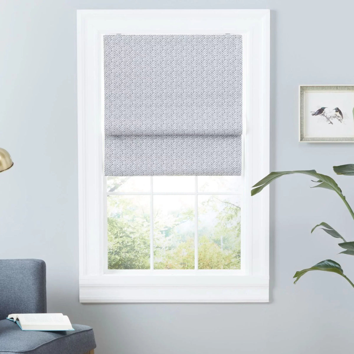 Exclusive Home Esme Total Blackout Roman Shade, 23"x64", Dark Grey