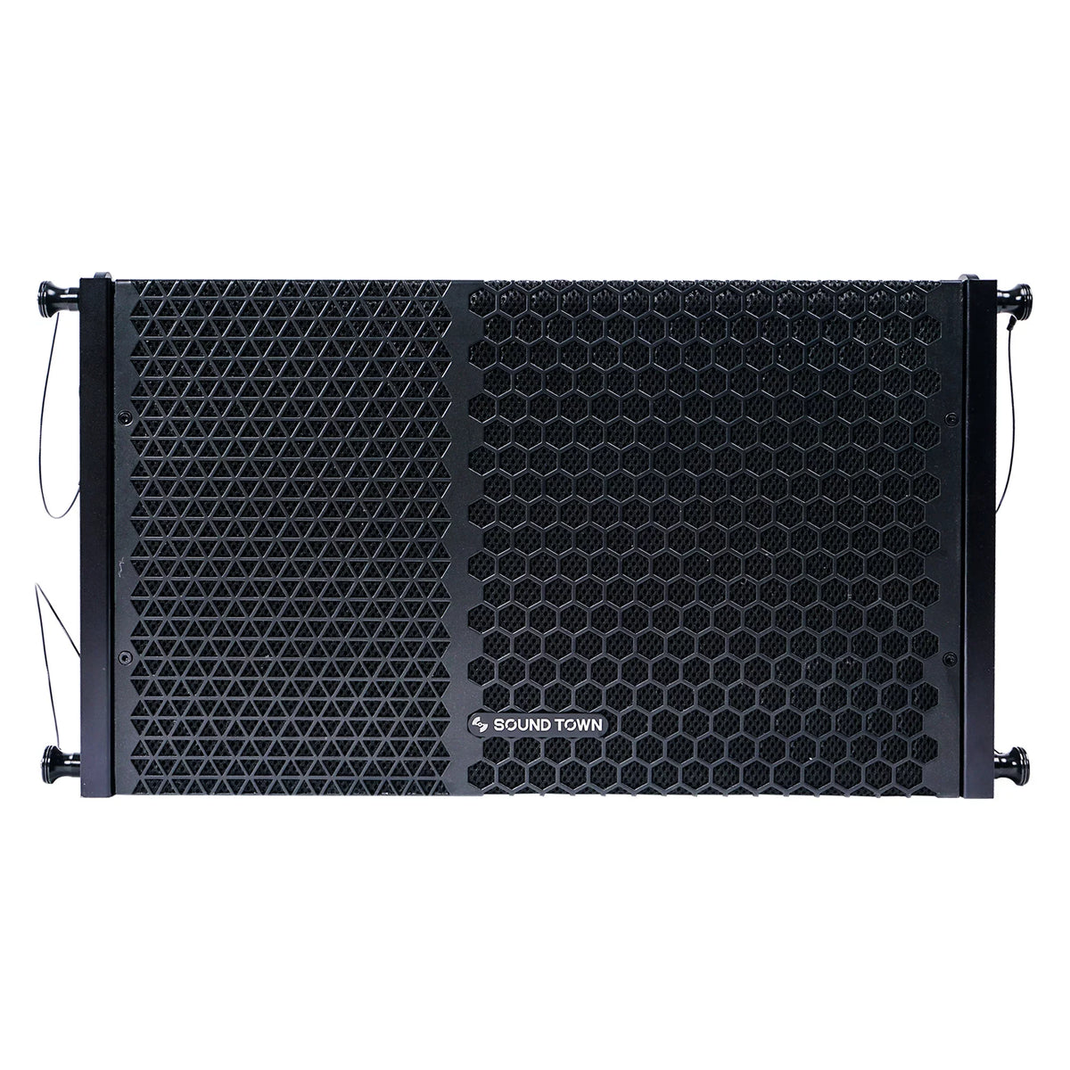 Sound Town  Series Line Array Speaker System with Four Compact Powered 1  10-inch Line Array Speakers, Black for Stages, Clubs, Bars, Restaurants, Churches and Schools
