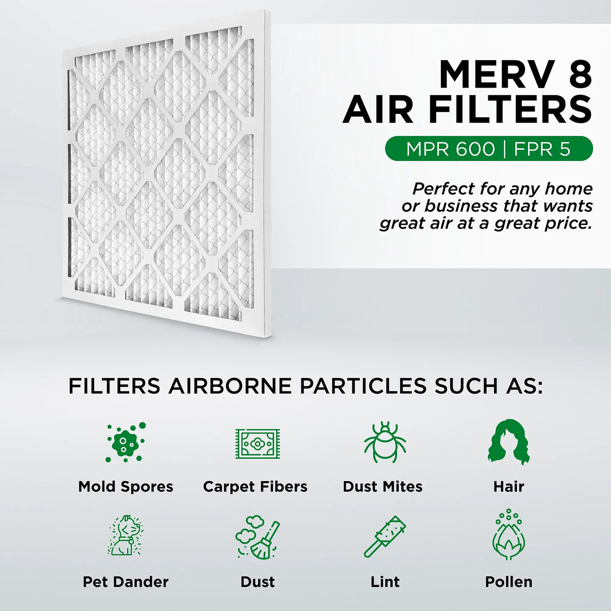 Pamlico Air 14x18x1  8 Pleated  Furnace Air Filters. Case of 12. Actual Size: 13-3/4 x 17-3/4 x 3/4