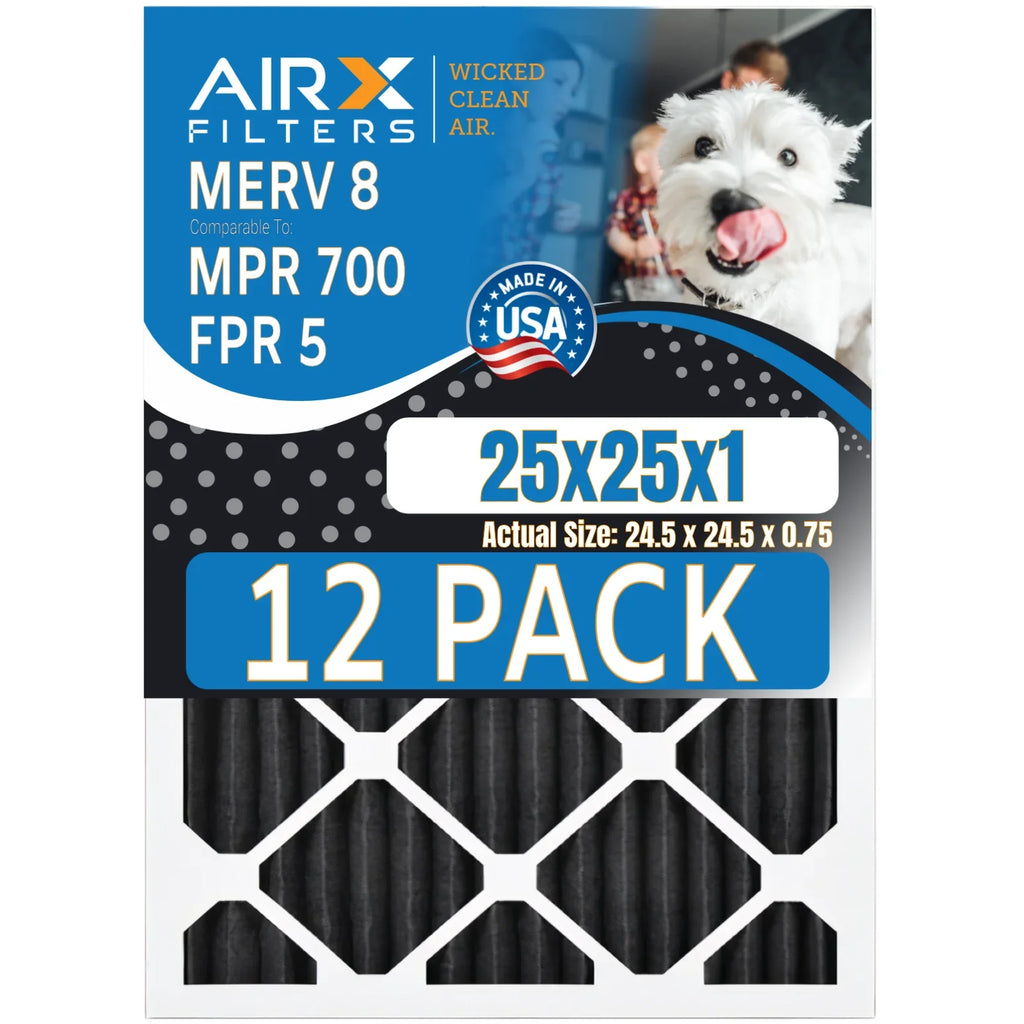 25x25x1 Air Filter  8 Rating, 12 Pack of Furnace Filters Comparable to  700,  5, Pet Odor Retention Filters - Made in  by     .