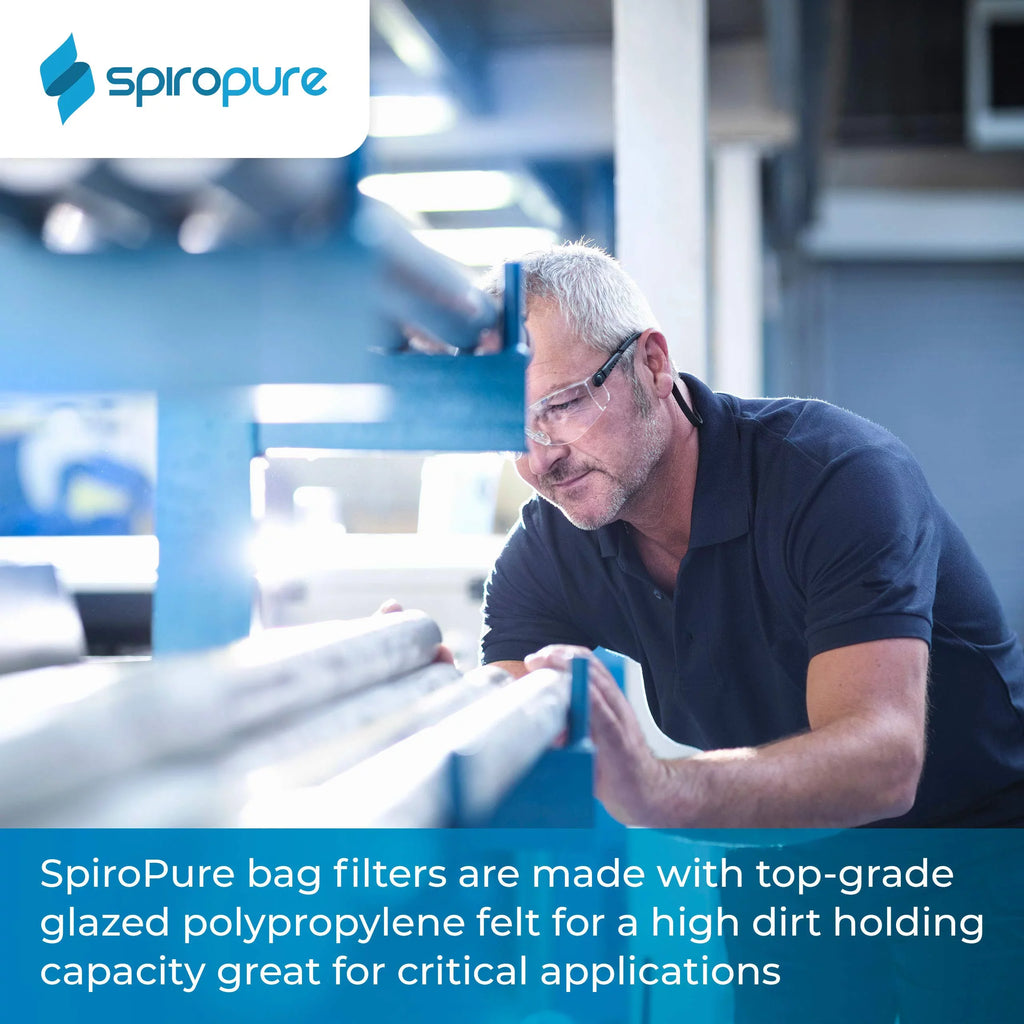 SpiroPure --420-10 10 Micron #4 (20”) Glazed Polypropylene Felt Liquid Bag Filter -420-10 155388-03 (Case of 40)