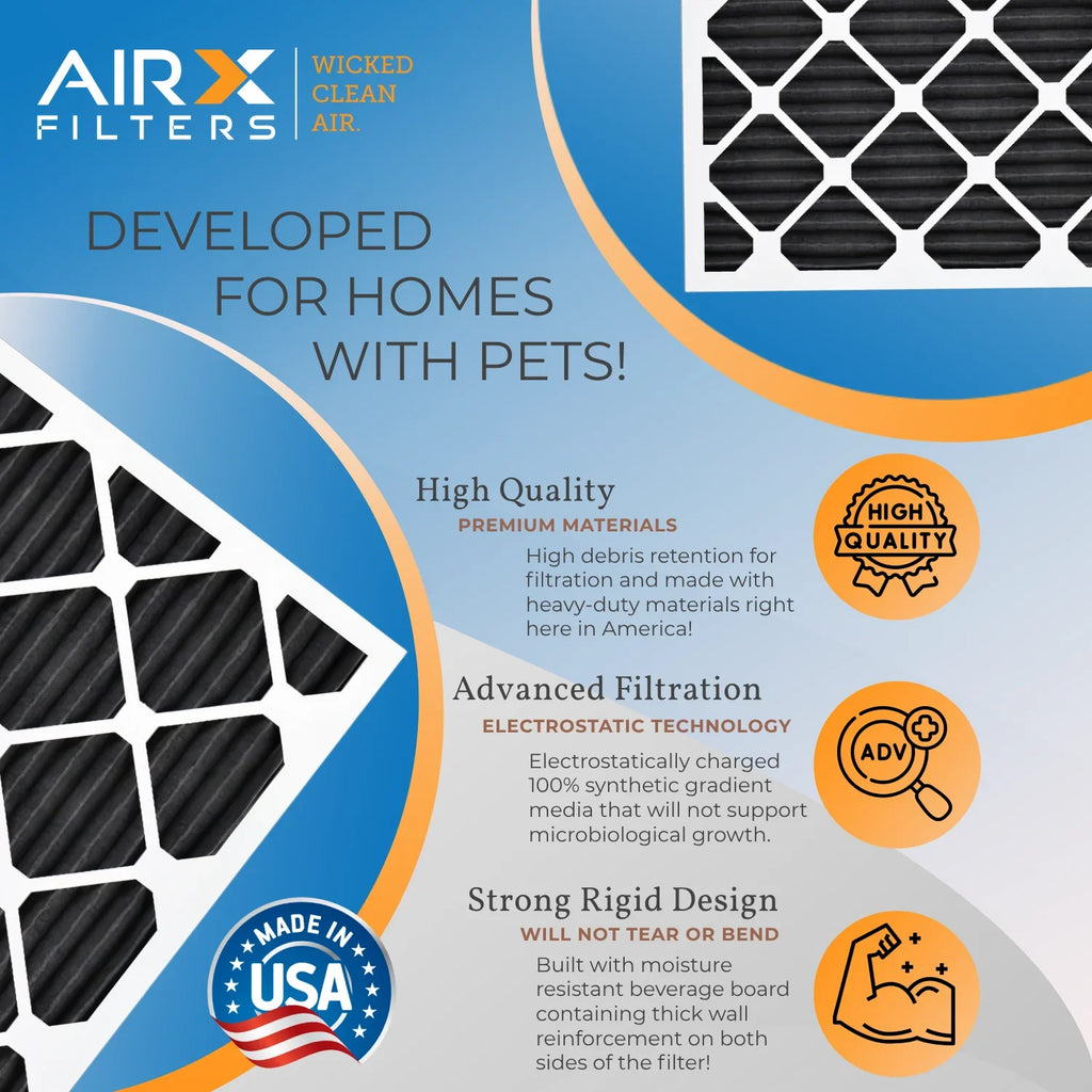 25x25x1 Air Filter  8 Rating, 12 Pack of Furnace Filters Comparable to  700,  5, Pet Odor Retention Filters - Made in  by     .