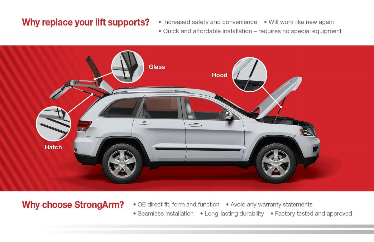 Qty 2 Made by Strong Arm 6408 Fits Mustang 2005 to 2014 Trunk Lift Supports with Spoiler