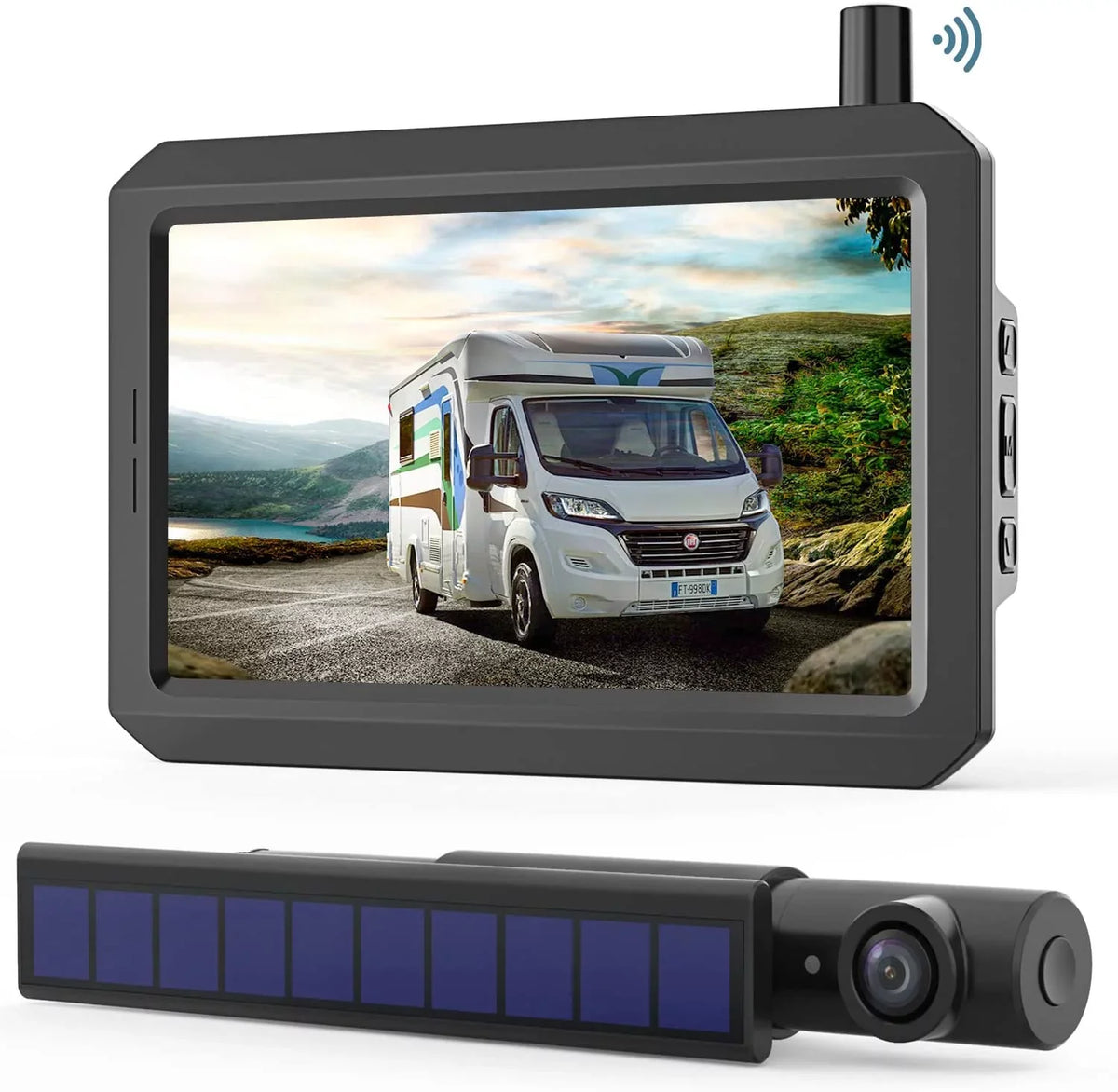 SunGo2 Solar Wireless Backup Camera for Truck, True Reverse Camera Wireless for  Installation, 5"  Monitor Supports 2 Back Up Camera Systems for Car/Trailer/Pickup/Mini