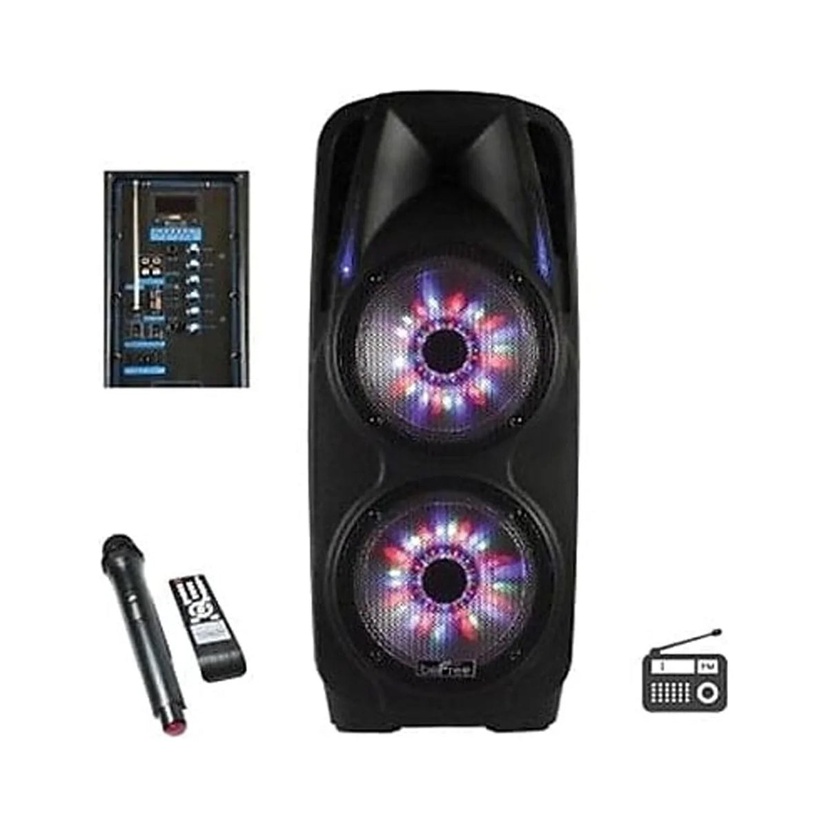 beFree Sound 2x's 10 Inch Woofer Portable Bluetooth Powered  Tailgate Party Speaker