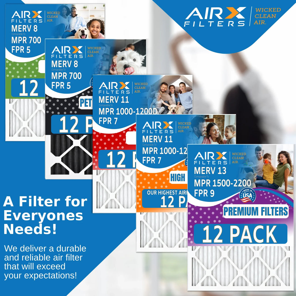 25x25x1 Air Filter  8 Rating, 12 Pack of Furnace Filters Comparable to  700,  5, Pet Odor Retention Filters - Made in  by     .