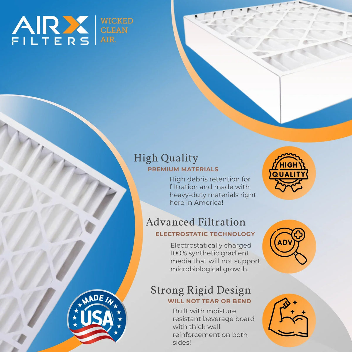 16x25x5 Air Filter  13 Comparable to  1500 - 2200 &  9 Compatible with Skuttle #000-0448-001 -25-16 Premium  Made 16x25x5 Furnace Filter 2 Pack by     .