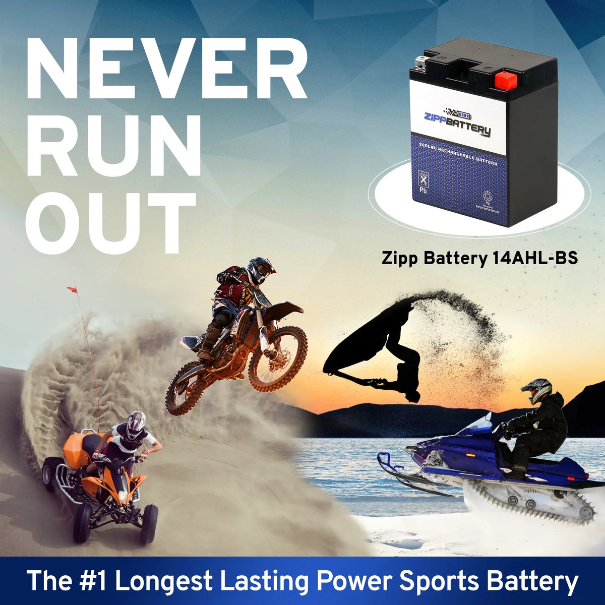 Zipp Battery - (14AHL- 12 Volt,12 Ah, 210 ) Motorcycle Battery for Suzuki 1100cc Gsx-r1100 1990