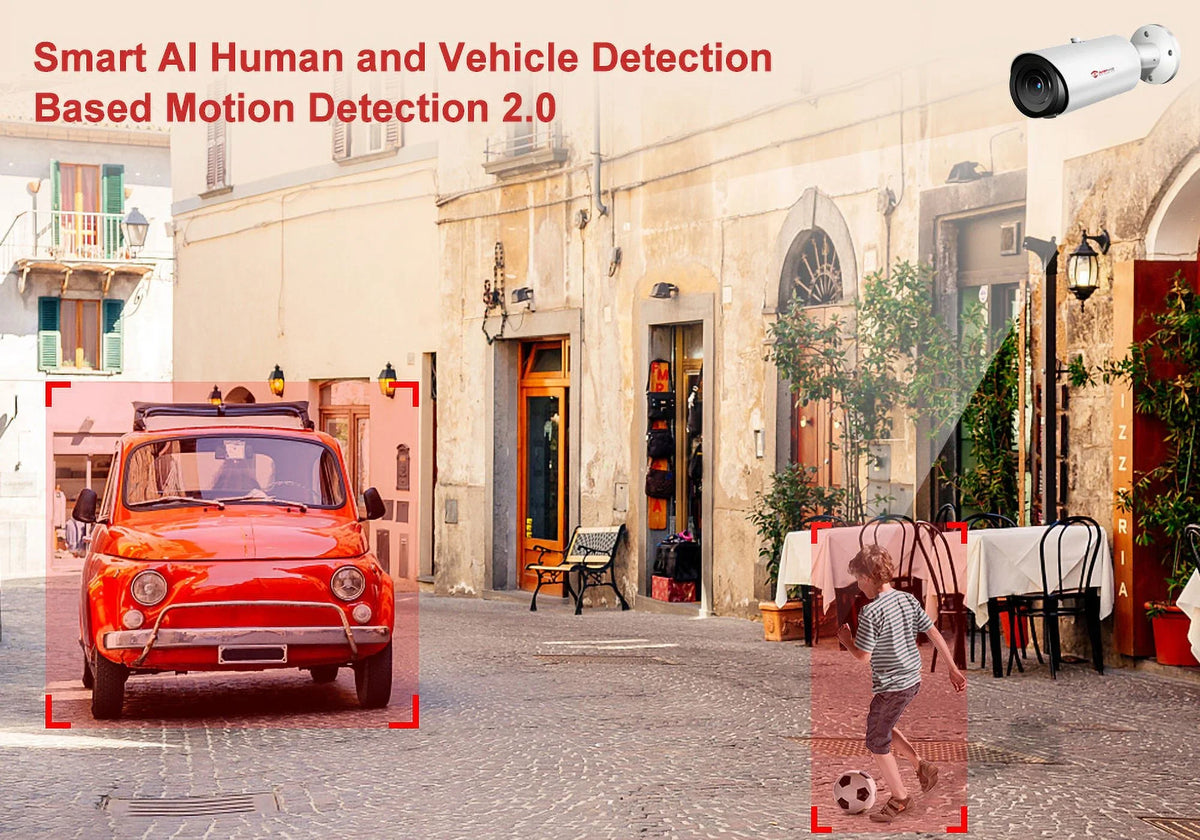 5MP Bullet Camera 4X Zoom Camera Support Human Vehicle Detection 30M  Distance Built in Mic .265