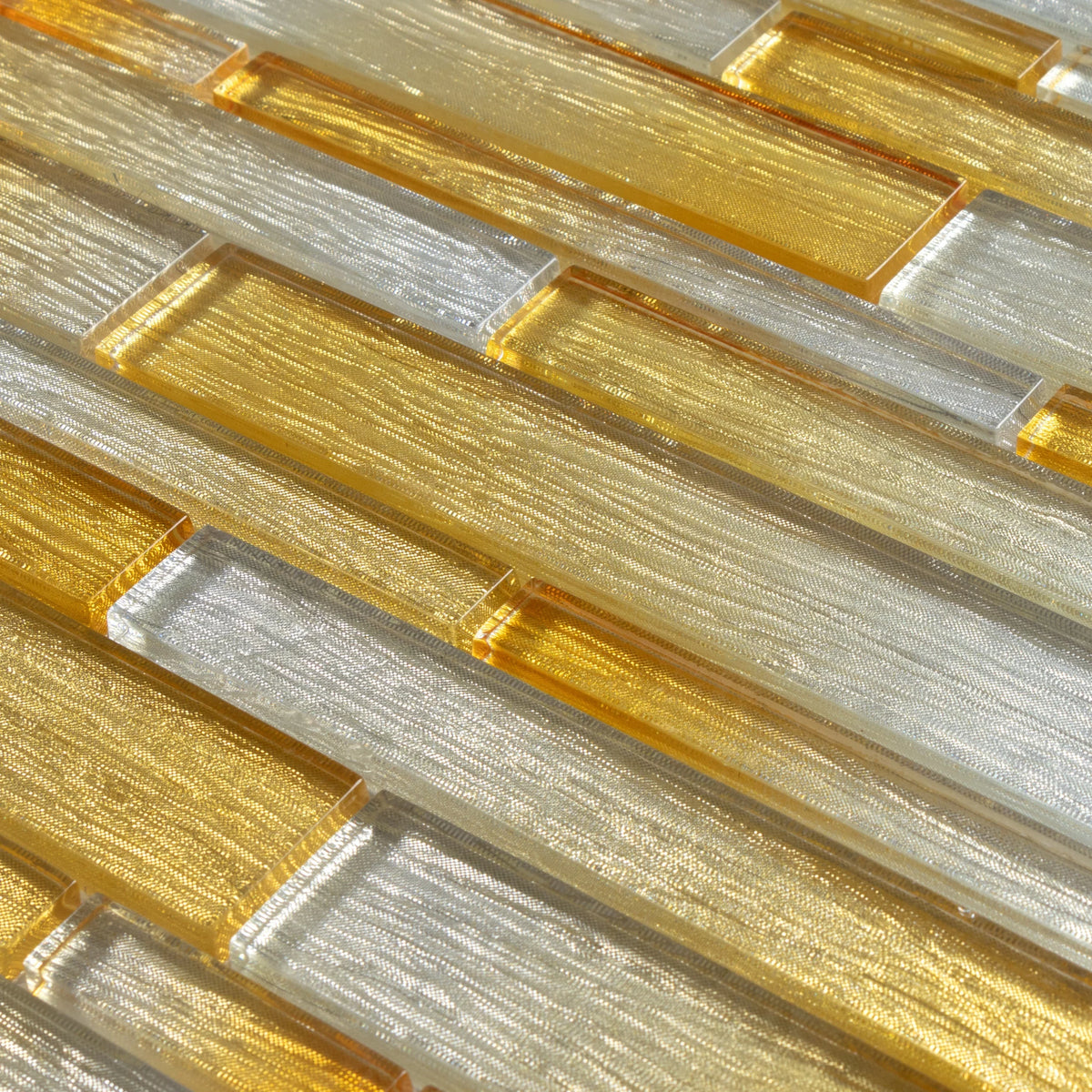 Tiles - Foil Silver/Gold 12 in. x 12 in. Interlocking Glass Mosaic Wall Tile (5 sq. ft. / Case)