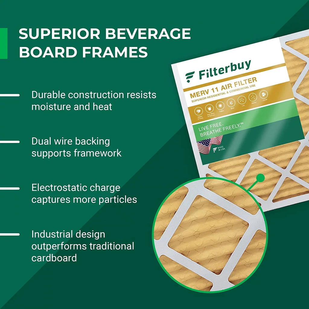 Filterbuy 17x17x1  11 Pleated   Furnace Air Filters (5-Pack)