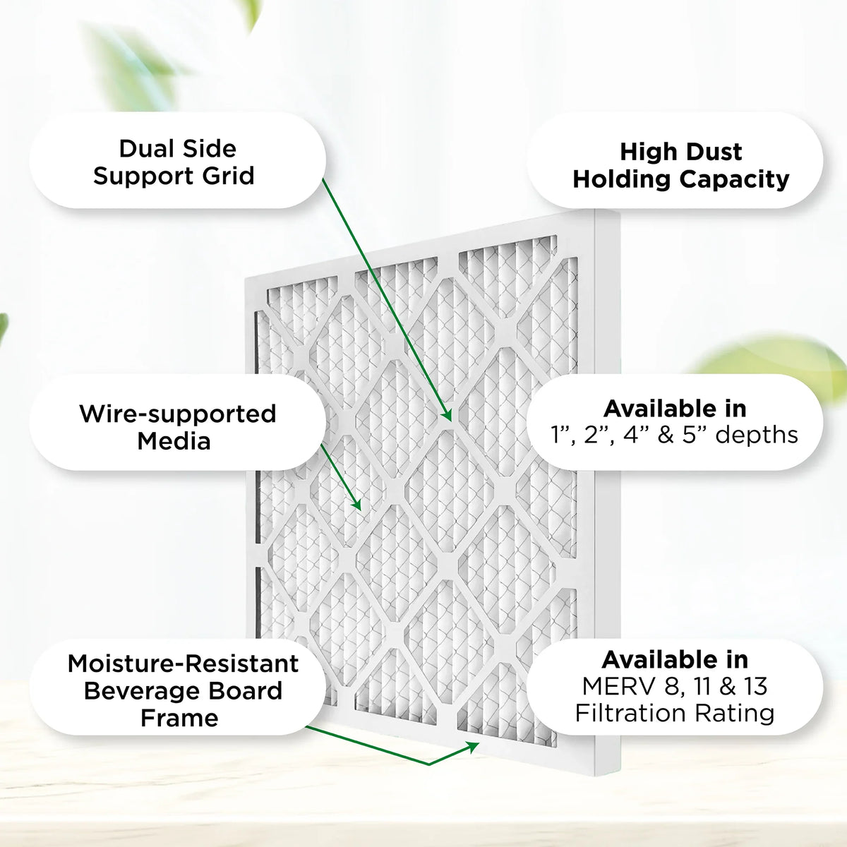 Pamlico Air 14x18x1  8 Pleated  Furnace Air Filters. Case of 12. Actual Size: 13-3/4 x 17-3/4 x 3/4