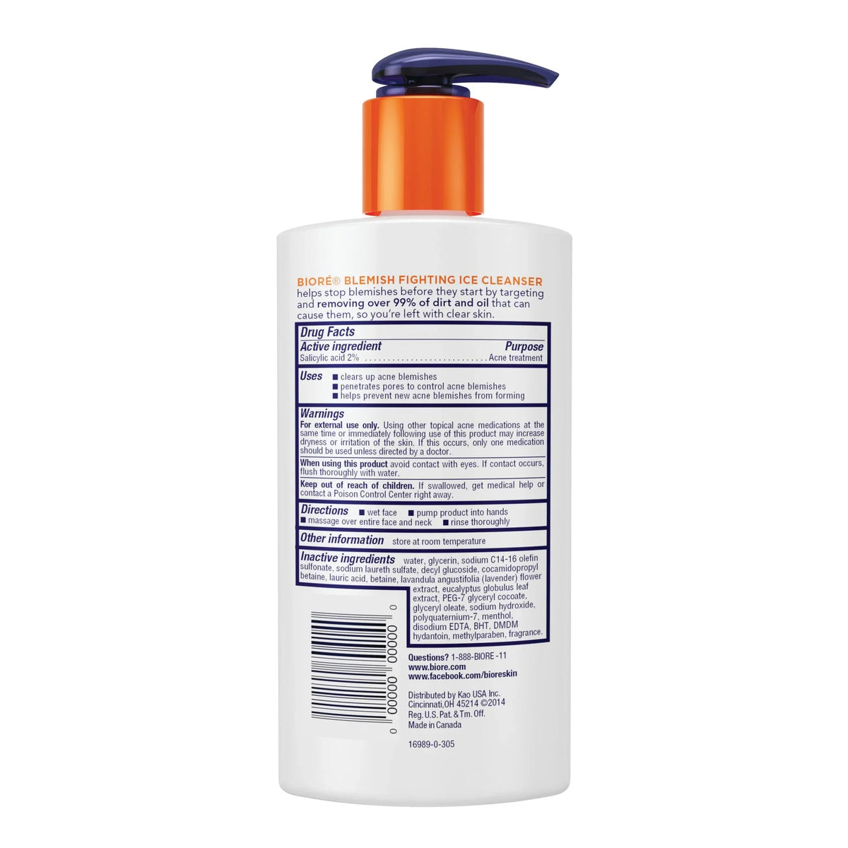 Biore Blemish Fighting Ice Cleanser 6.77 oz (Pack of 2)