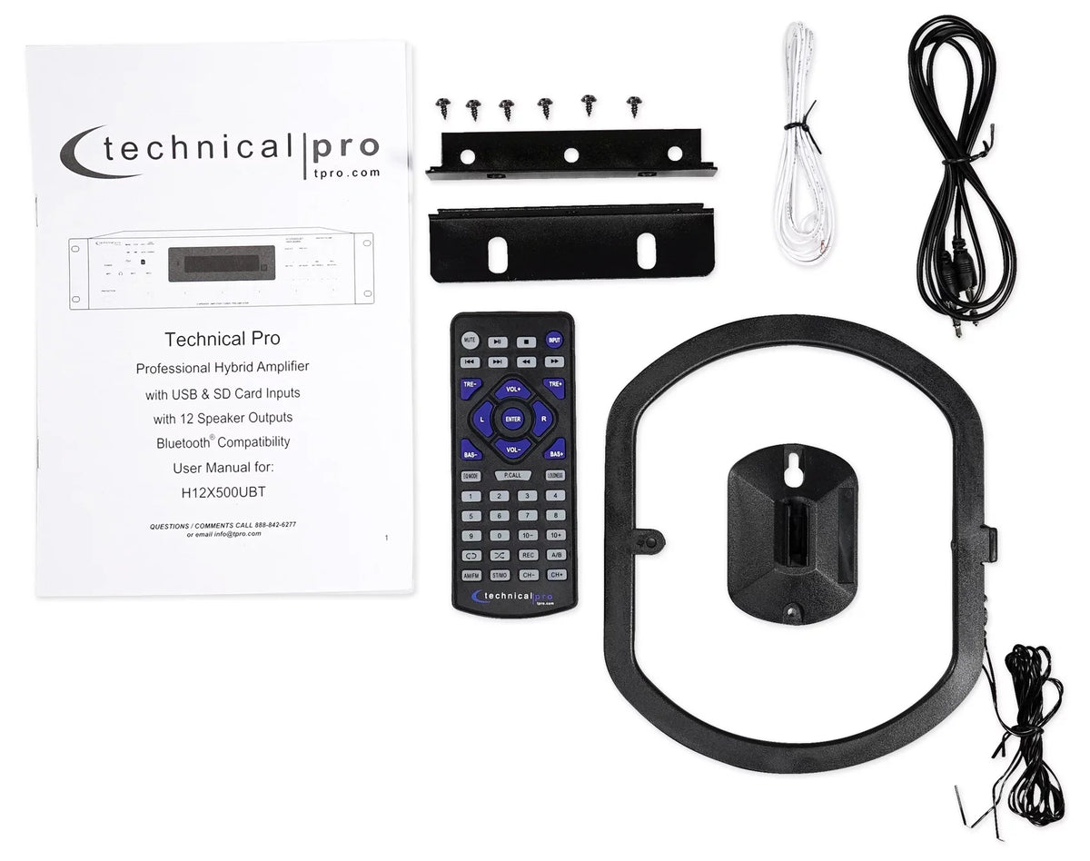 Technical Pro 6000w 6-Zone Home Theater Bluetooth Receiver+(6) Wall Speakers