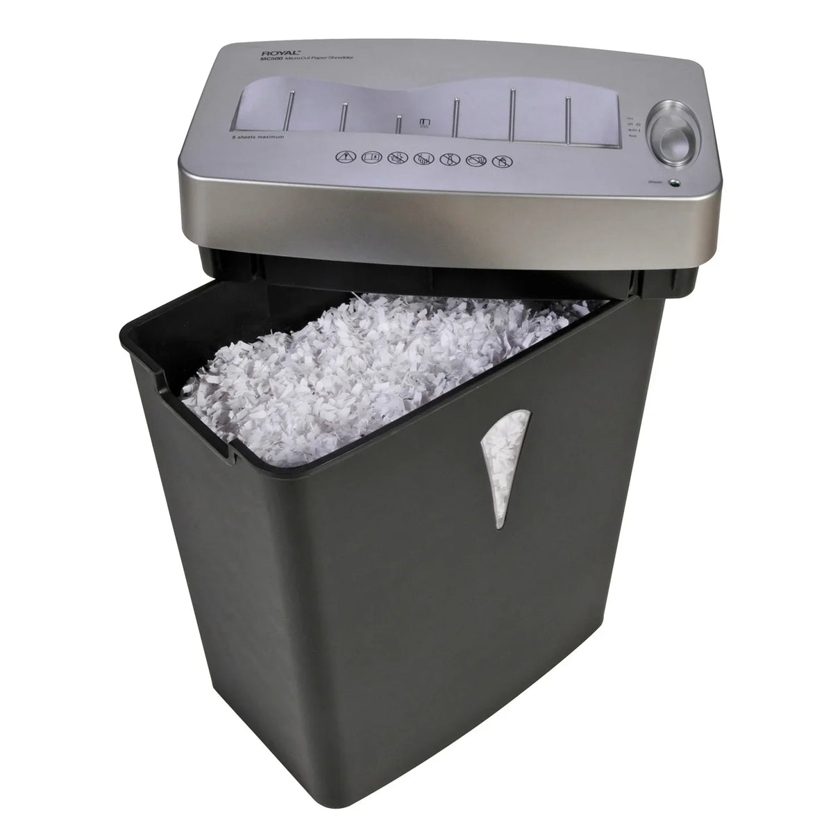 Royal  Paper Shredder - Micro Cut - 5 Per Pass - for shredding Paper, Credit Card - 0.157" x 0.394" Shred Size - 4 gal Wastebin Capacity - Black, Silver