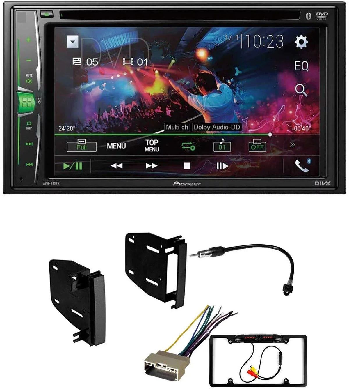 Bundle for 2008-2016 Chrysler Town & Country / Pioneer -241EX Double  Car Stereo with Bluetooth/Backup Camera/Install Kit/in-Dash / / 6.2" Touchscreen Digital Media Receiver