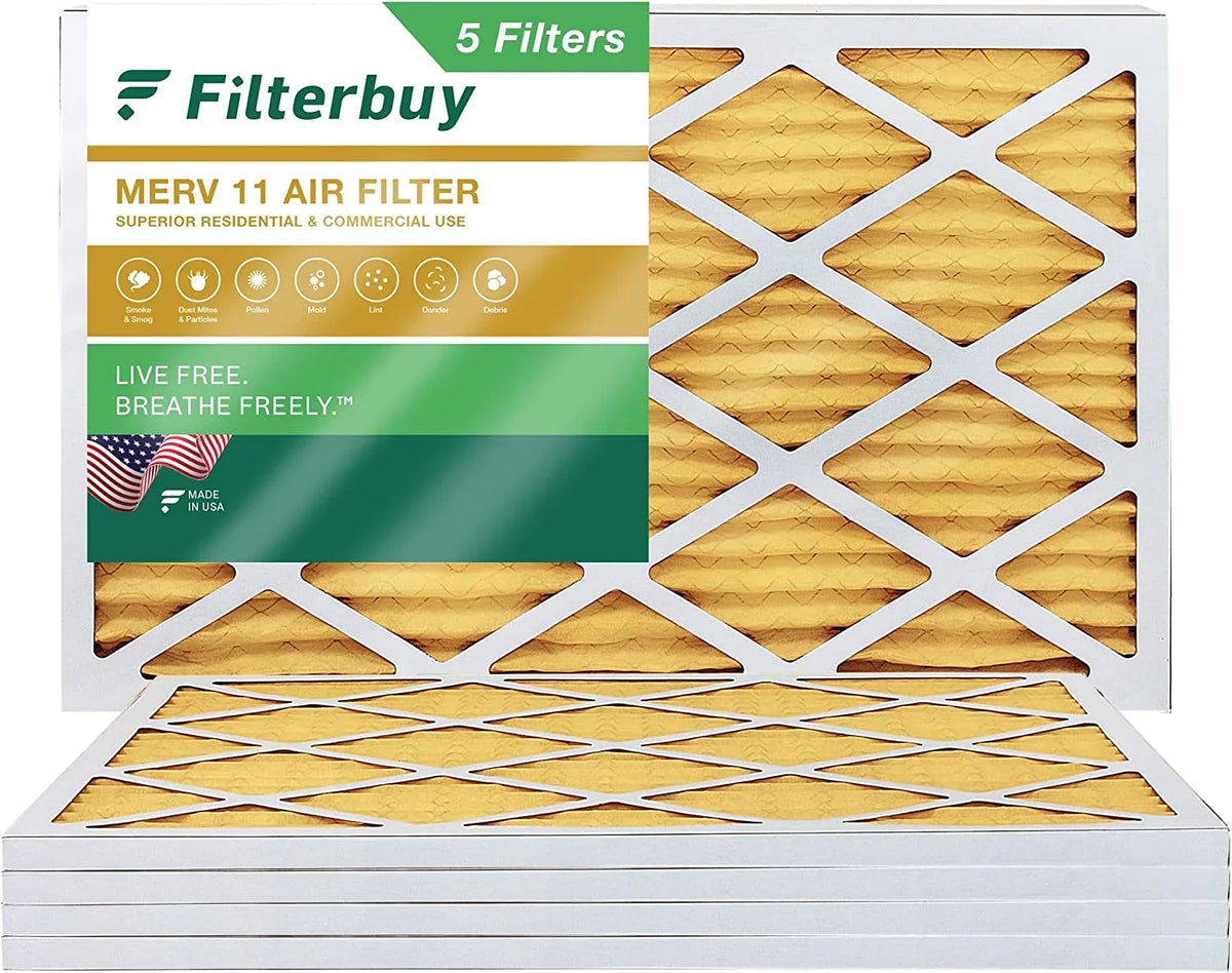 Filterbuy 10x30x1  11 Pleated   Furnace Air Filters (5-Pack)