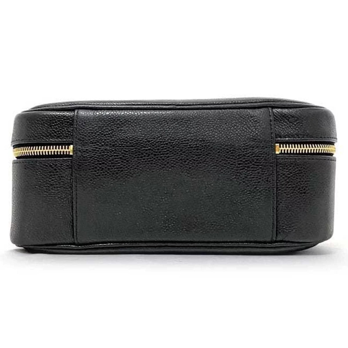Pre-Owned Chanel Handbag Vanity Bag Black Gold Cocomark  Leather  Caviar Skin 4th  Stitch (Good)