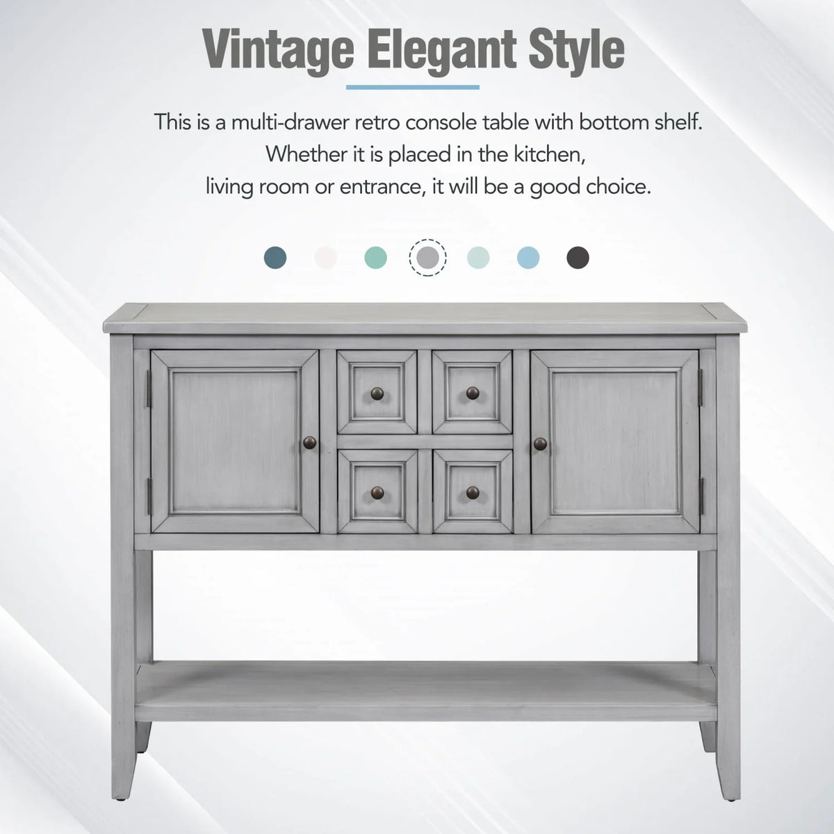 Vintage Ample Storage Cambridge Series Espresso Console Table with Four Small Drawers and Bottom Shelf for Living Rooms  Entrances  and Kitchens -  (  )