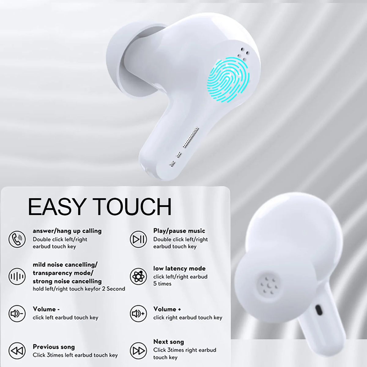 HiFiAir2 Wireless Earbuds Dynamic Speaker  Headphone Ear Bud  5.3 Noise Cancelling Headphone Waterproof  Earbuds with  to Control 30 Hours Play time