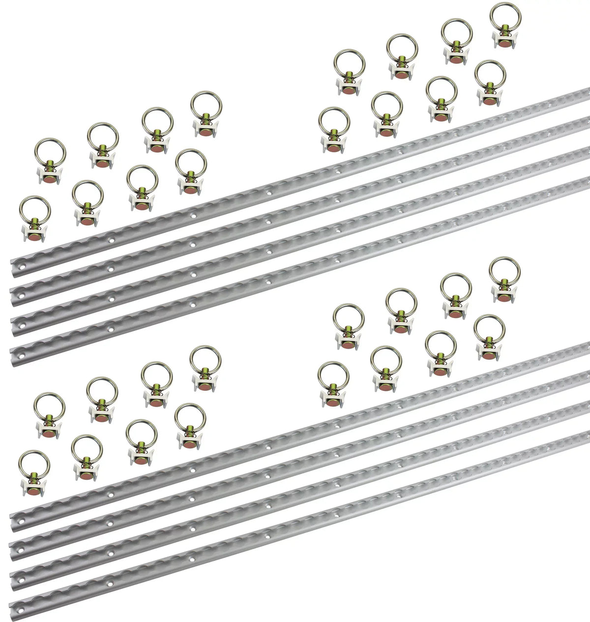 Heavy Duty Aluminum 4ft -Track (8 Pcs) w/ -Track Stud Stainless Steel Ring (32 Pcs) Tie Down System for Enclosed Trailers and Cargo Vans