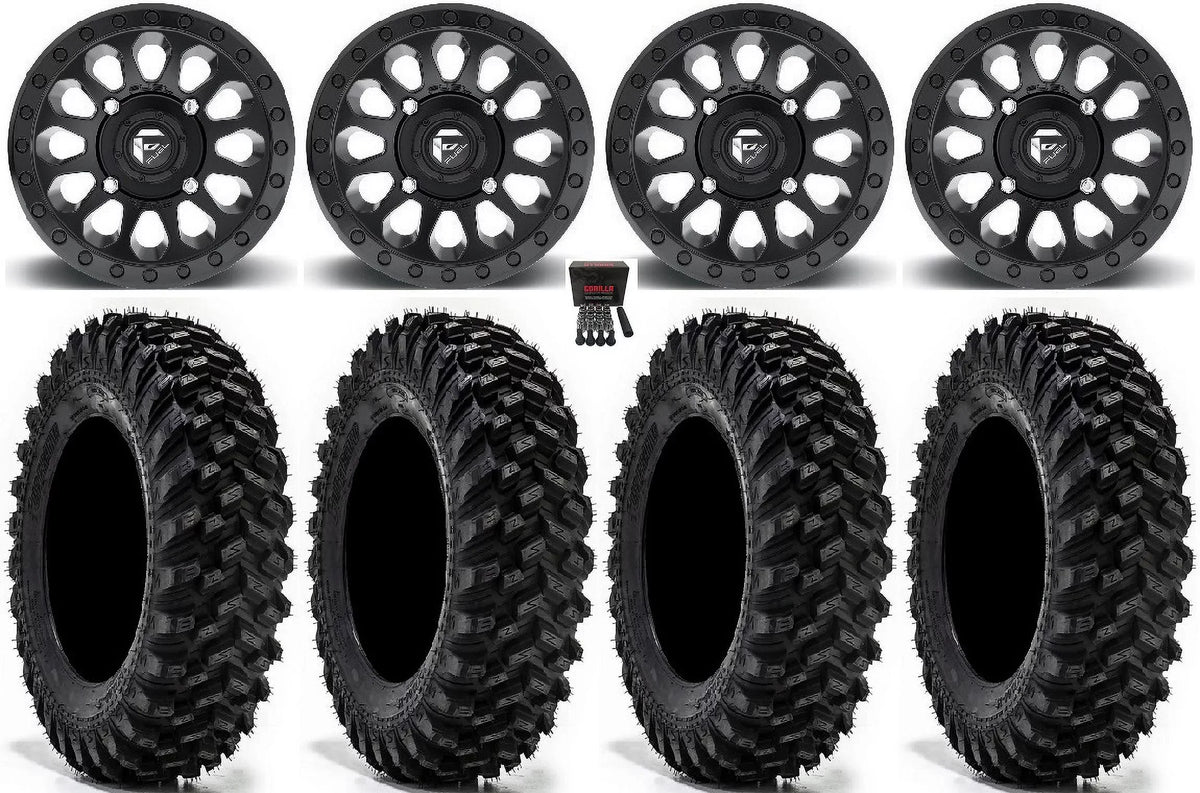 Fuel Vector 14" Wheels Black 30" Warrior  Tires Kawasaki Mule Pro