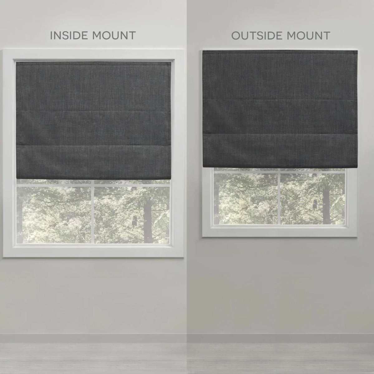 Exclusive Home Esme Total Blackout Roman Shade, 23"x64", Dark Grey