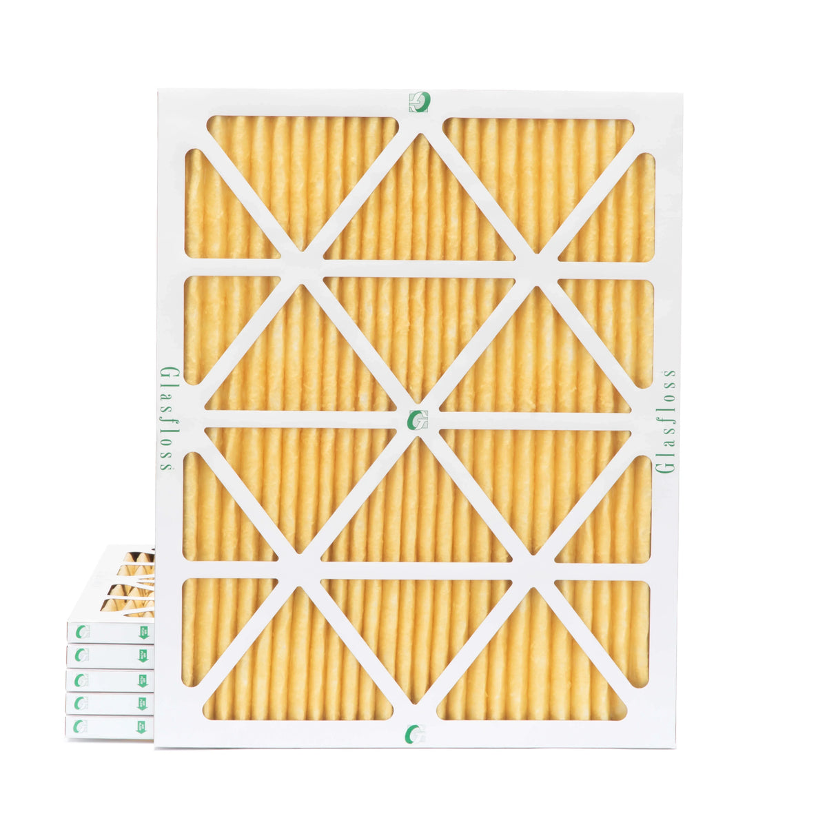 6 Pack of 20x25x1  11 Pleated Air Filters by Glasfloss. Actual Size: 19-1/2 x 24-1/2 x 7/8