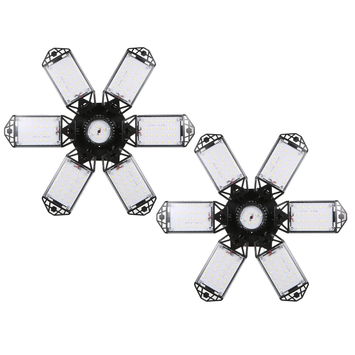 Neoglint 2PCS  -265V 160W 152LEDs Garage Light with 6 Adjustable Panels Deformable Folding Foldable Ceiling Lamp / Base Socket Holder for Garage Warehouse Workshop Basement Gym Kit
