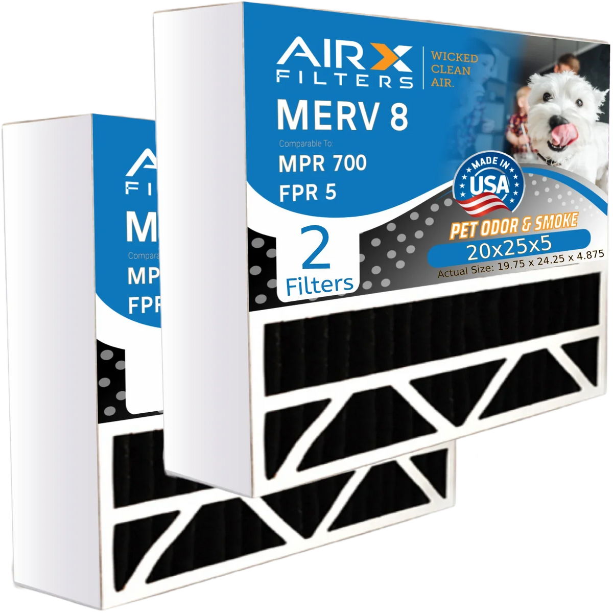 20x25x5 Air Filter Odor Eliminator Carbon Filter  8 Comparable to  700 &  5 Compatible with Air Bear 255649-102 2 Pack by     .