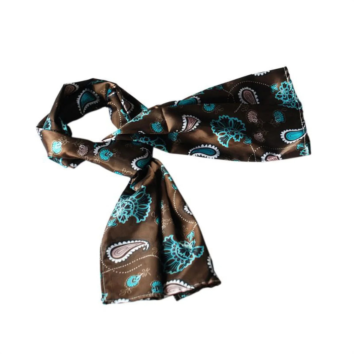 Blancho Dark Brown Paisley & Flower Pattern Elegant Extremely Soft Silk Scarf/Wrap/Shawl(Large)