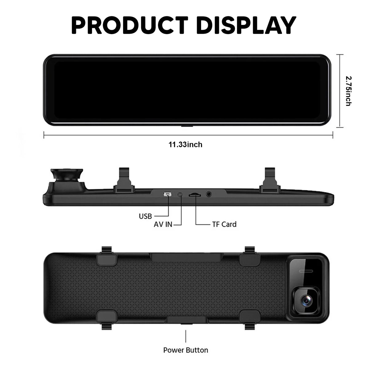 Car Rear View Mirror Camera Dual Dash Cam  Video Recorder Driving Recorder with Night Vision Panoramic Rearview Mirror with 4K 12" Full Touch Screen
